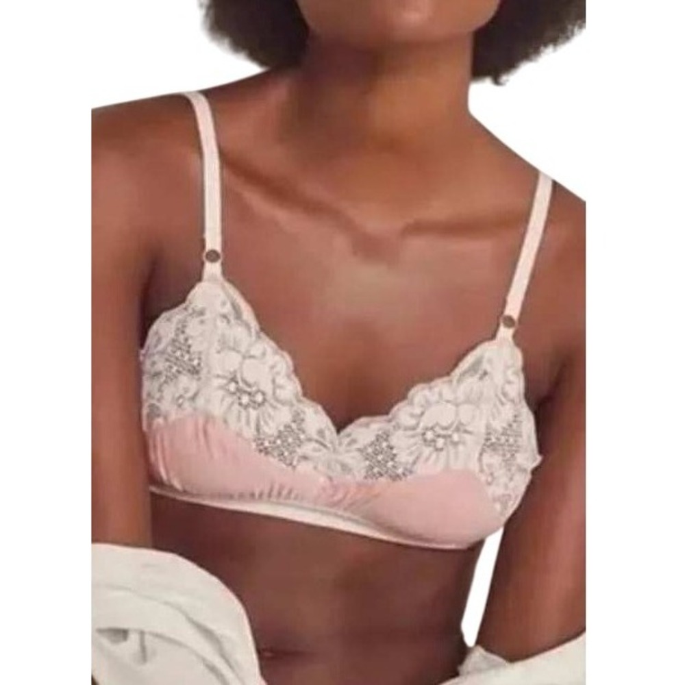 We Are HAH Women's Lace Lounge Bralette Copper Rose Wireless Soft NWT‎ Floral XS
